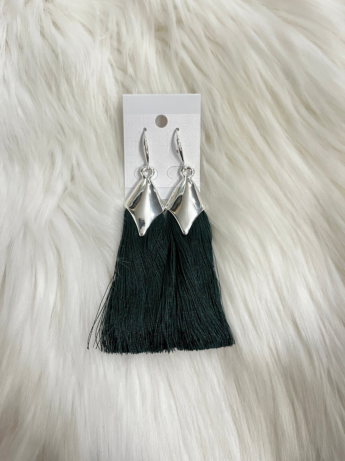 Merx Green Tassel Earrings