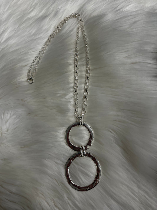 Merx Long Silver Circle Necklace