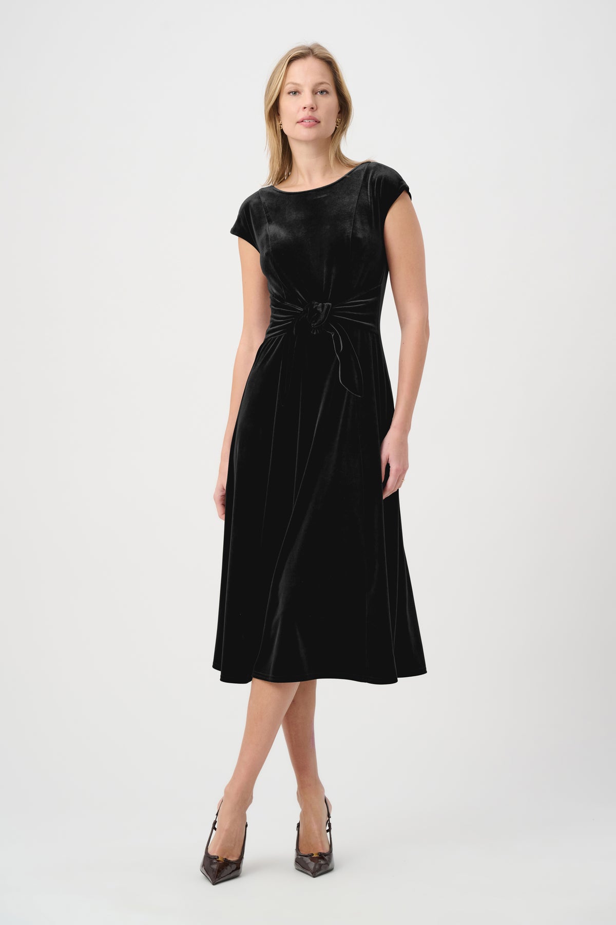 Velvet Fit & Flare Belted Dress264209
