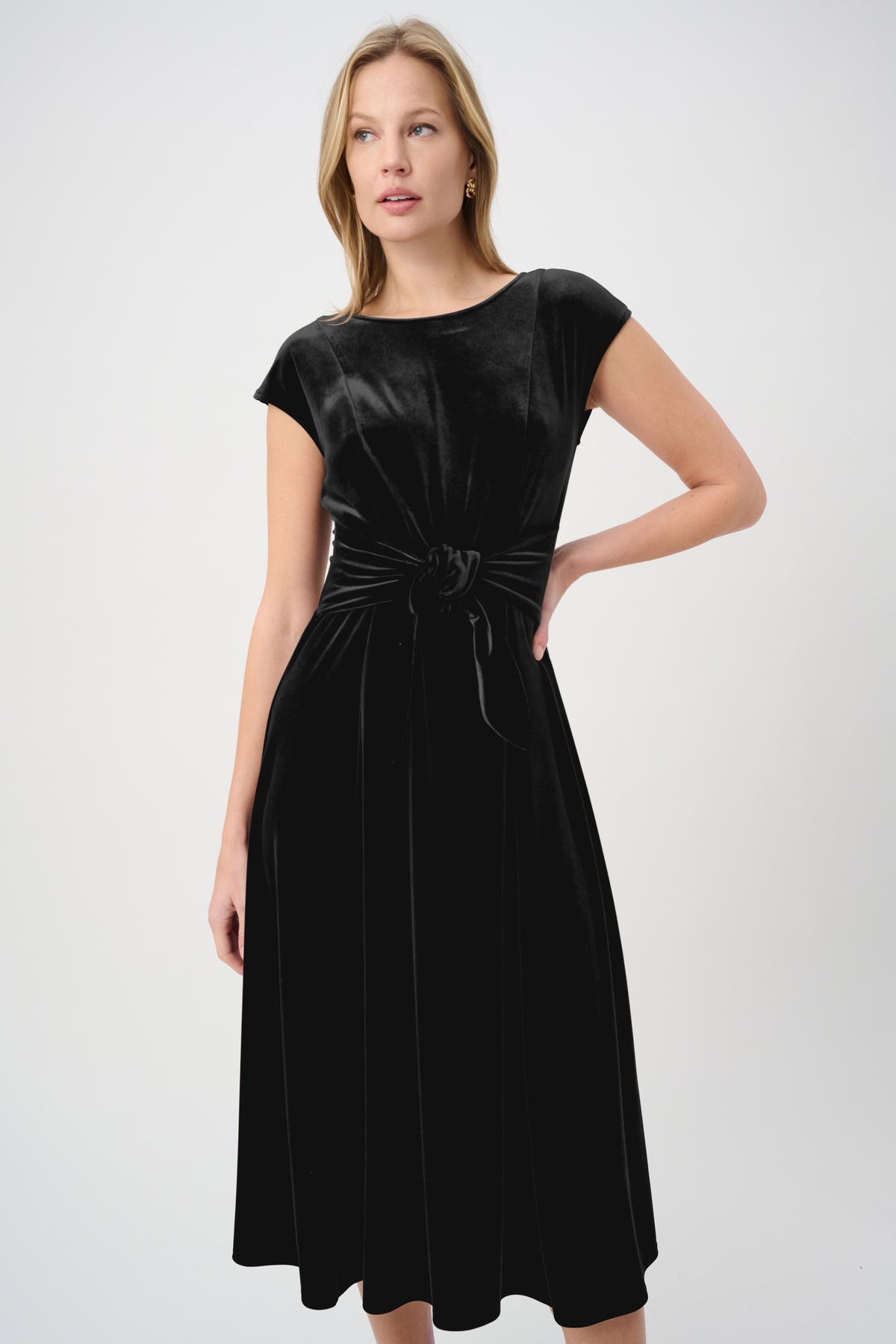 Velvet Fit & Flare Belted Dress264209