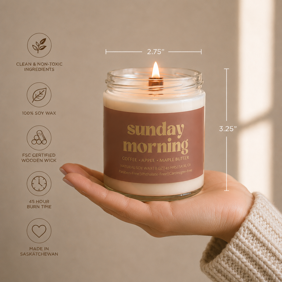 Prairie Creek Candles Sunday Morning Soy Candle