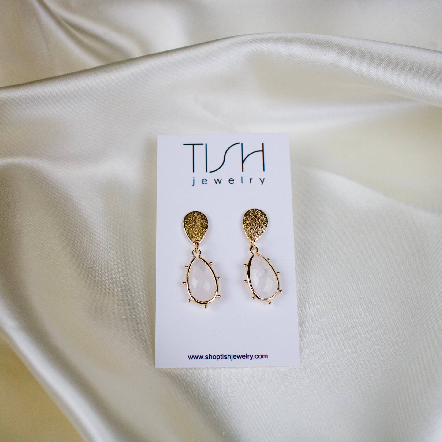 Tish Jewelry Reina Clear Quartz Teardrop Earrings