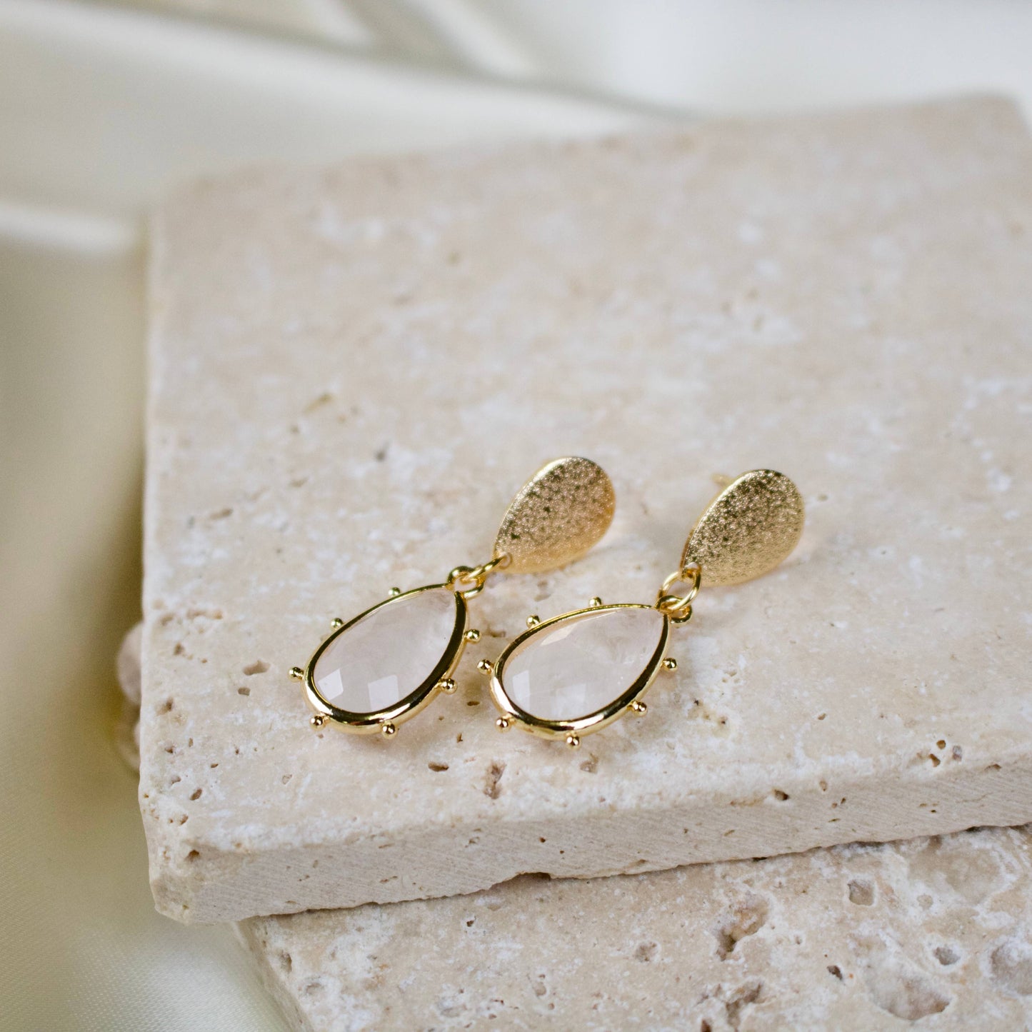 Tish Jewelry Reina Clear Quartz Teardrop Earrings
