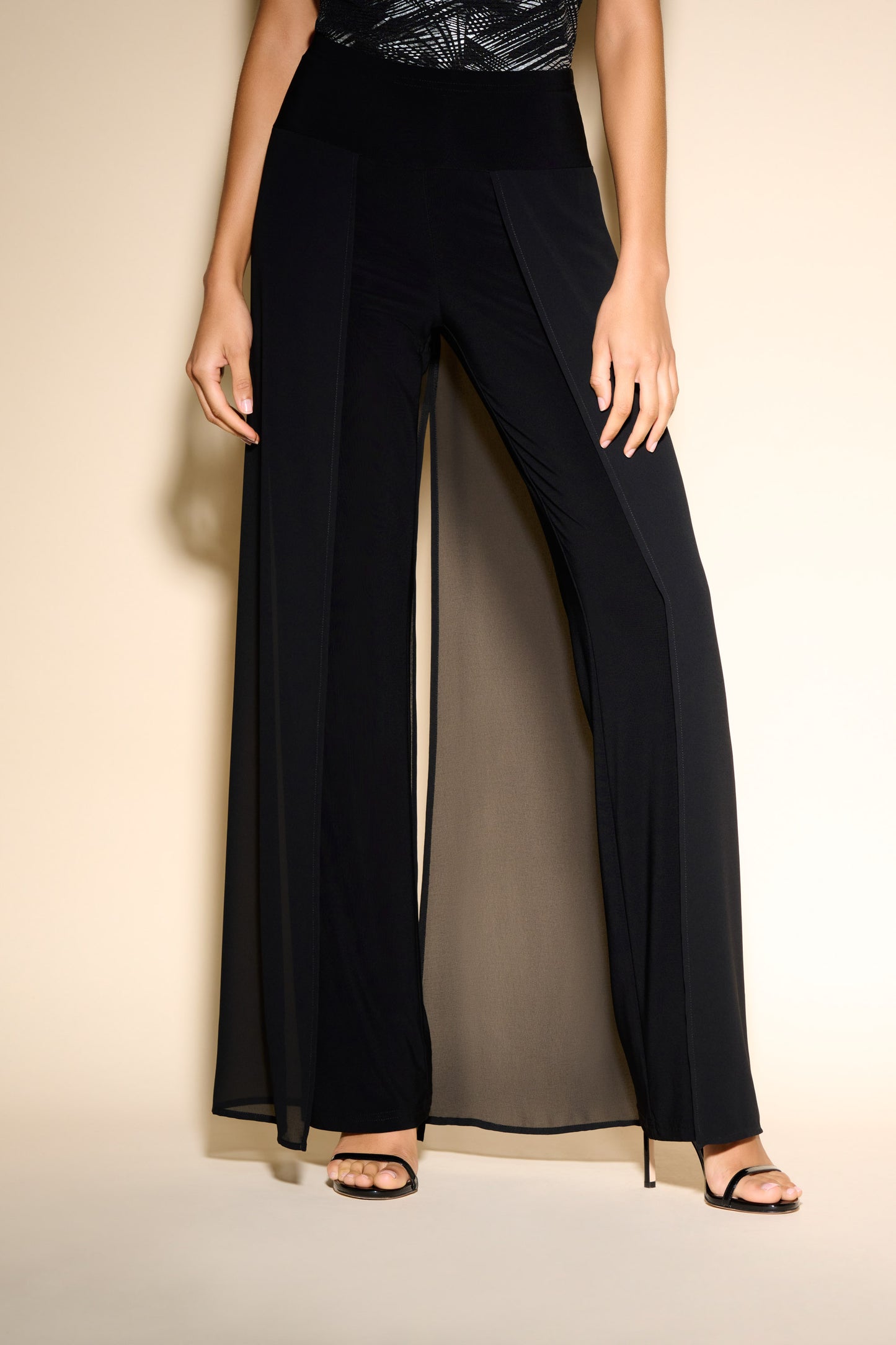 Chiffon Overlay Straight-Leg Pants 233773