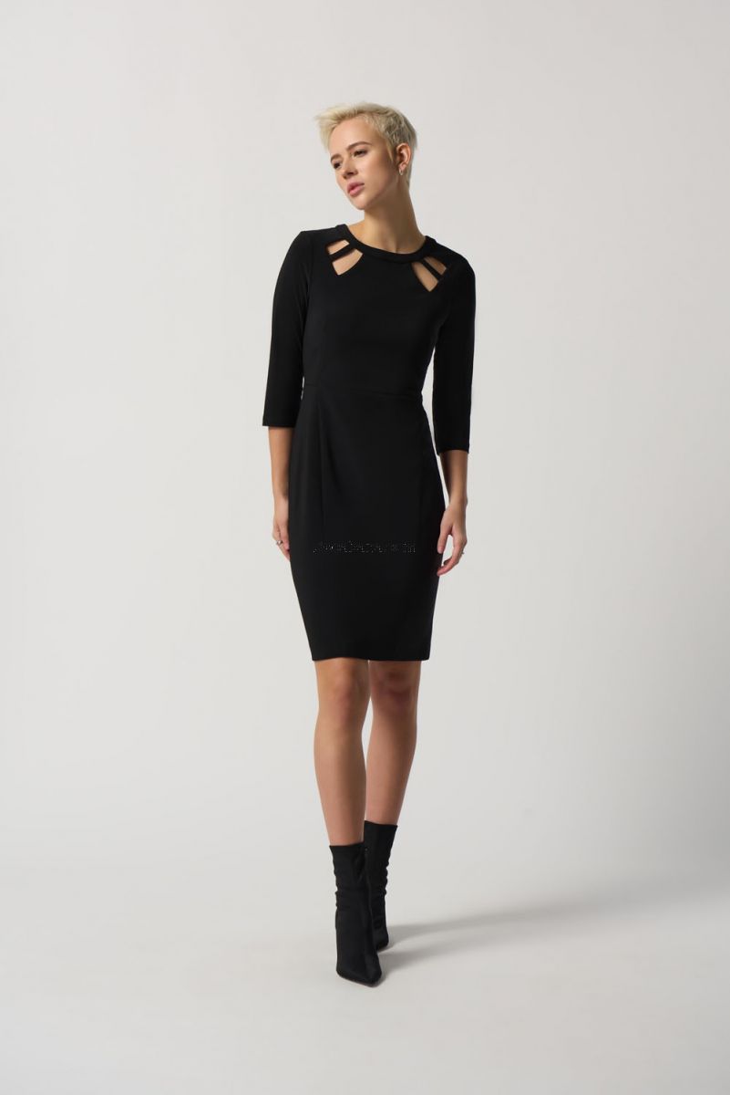 Joseph Ribkoff Black Keyhole Neckline Sheath Dress Style 233040